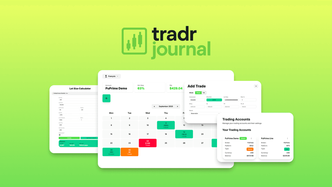 Tradr Journal Dashboard Preview